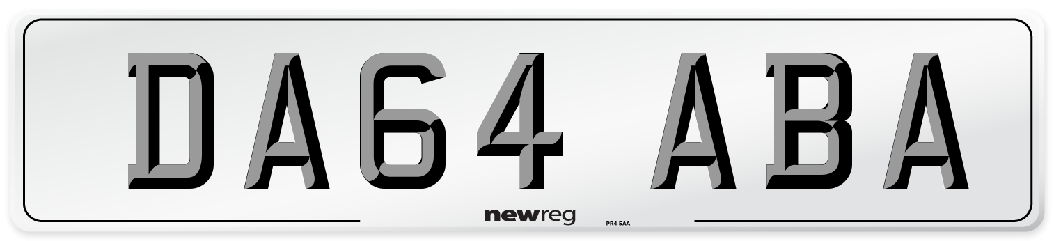 DA64 ABA Number Plate from New Reg